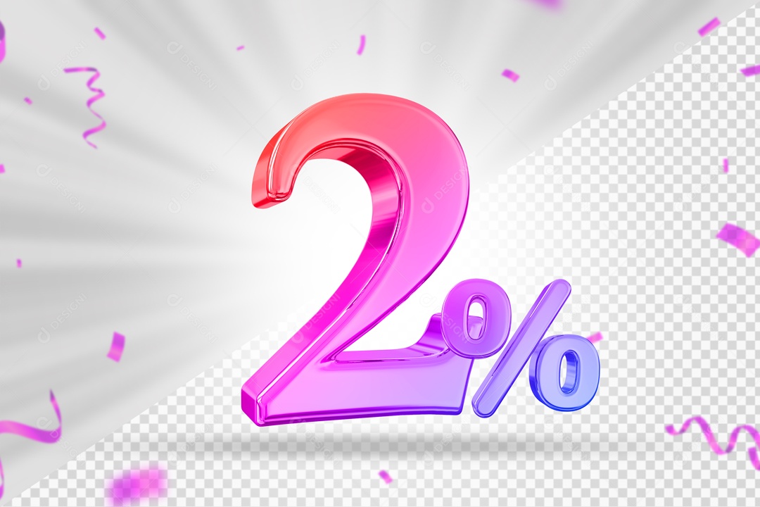 Numero Colorido De 2% Elemento 3D PSD