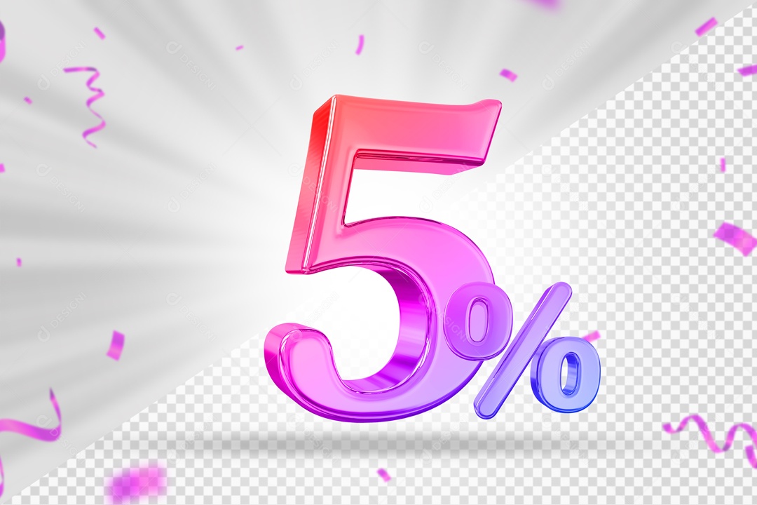 Numero Colorido De 5% Elemento 3D PSD