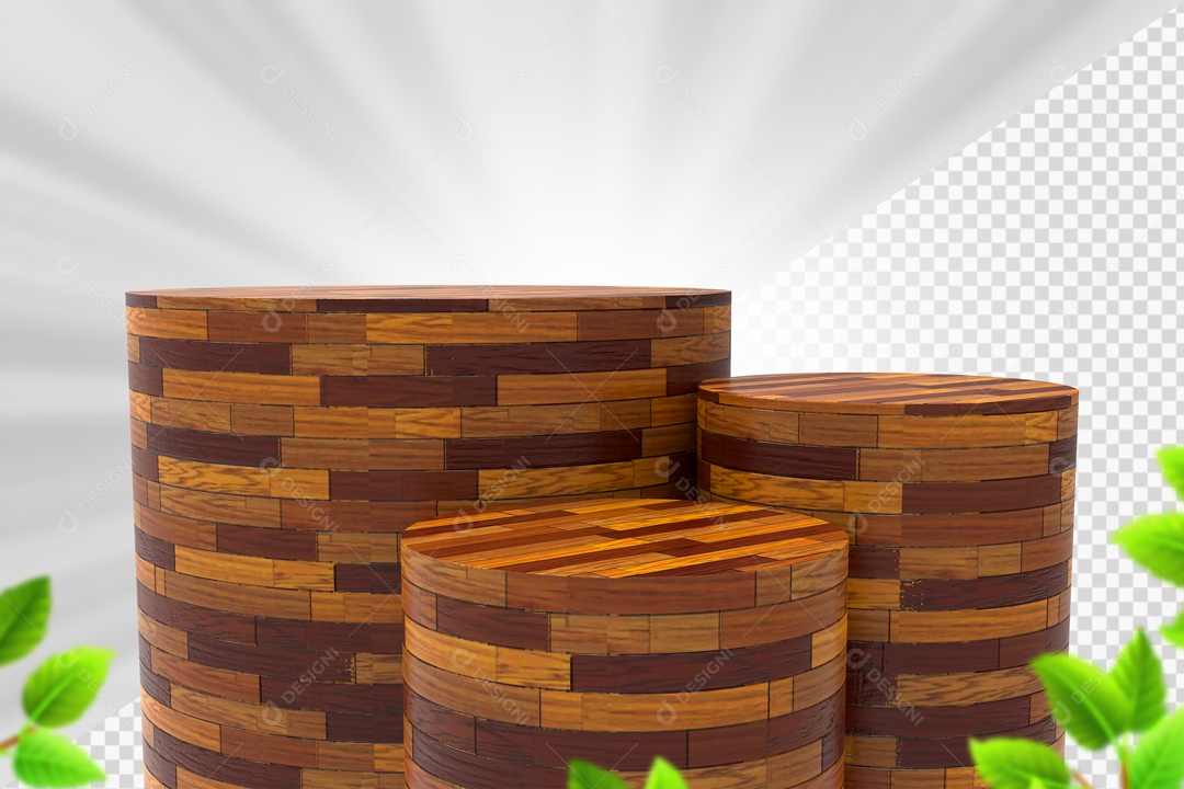 Troncos De Madeira Vermelha Detalhada Elemento 3D PSD