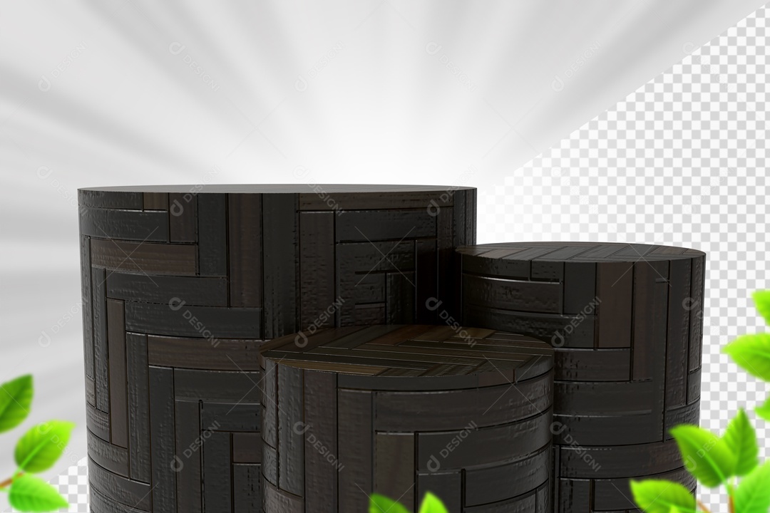 Troncos De Madeira Preta Elemento 3D PSD