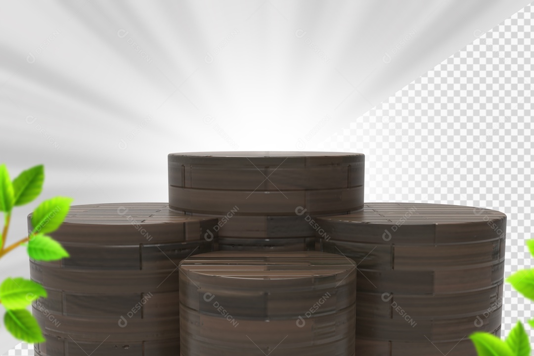 Elemento Com 4 Troncos De Madeira Preta Para Composição PSD