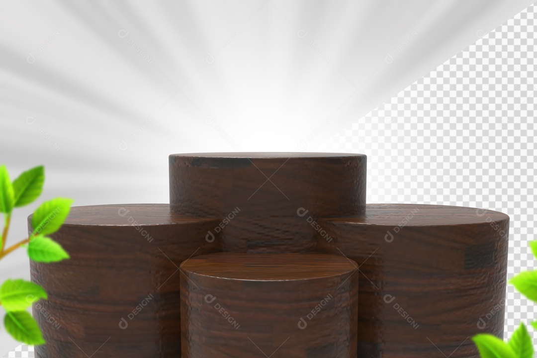 Elemento Com 4 Troncos De Madeira Escura Para Composição PSD