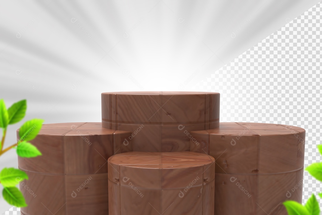 Elemento Com 4 Troncos De Madeira Escura Para Composição PSD