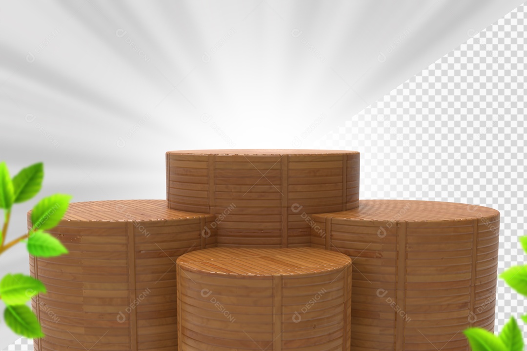 Elemento Com 4 Troncos De Madeira Marrom Para Composição PSD