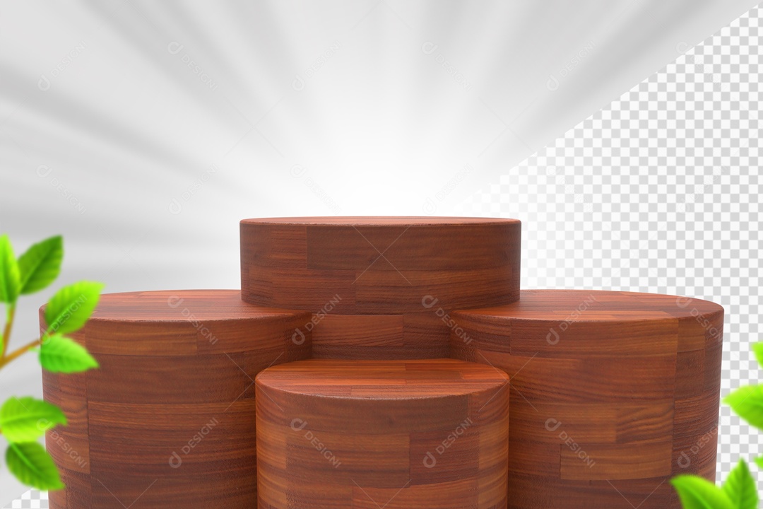 Elemento Com 4 Troncos De Madeira Marrom Para Composição PSD