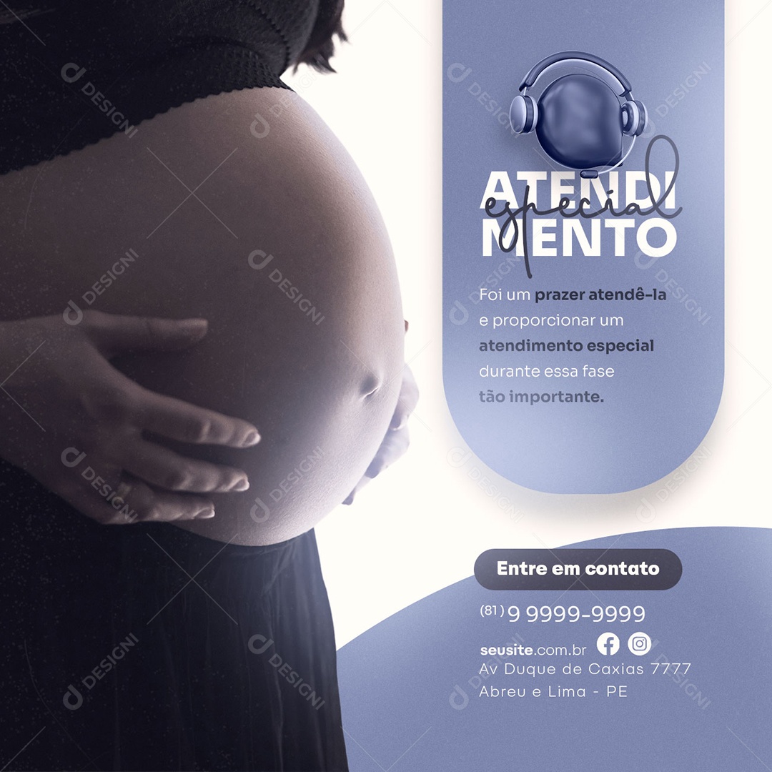 Foi Um Prazer Atendê-la Atendimento Especial Social Media PSD Editável