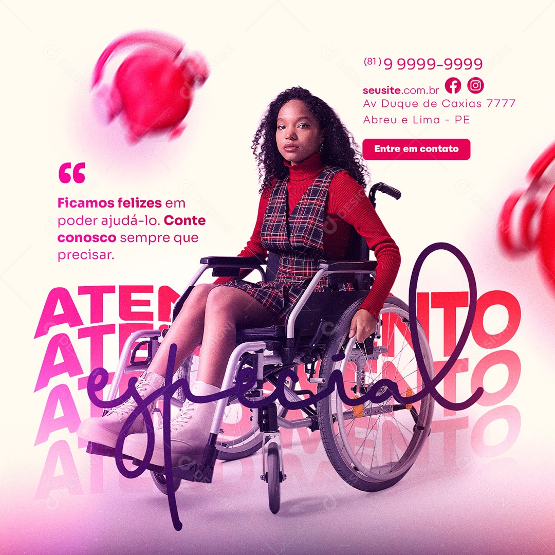 Ficamos Felizes Em Poder Ajudá-lo Conte Conosco Atendimento Especial Social Media PSD Editável