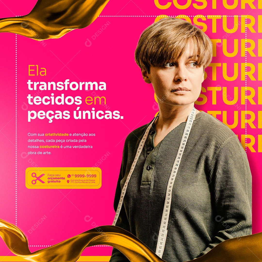 Transforma Tecidos Em Peças Únicas Costureira Social Media PSD Editável