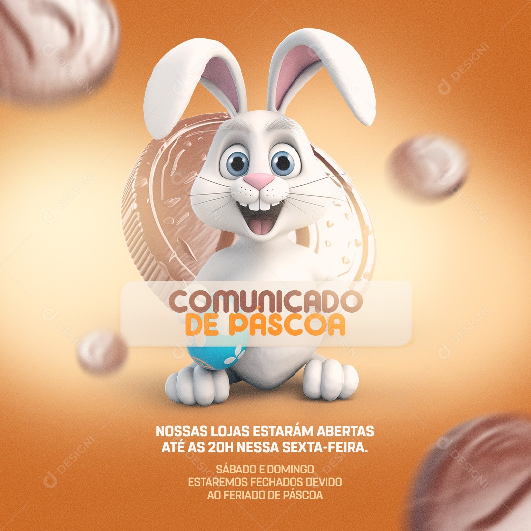 Comunicado de Páscoa Social Media PSD Editável
