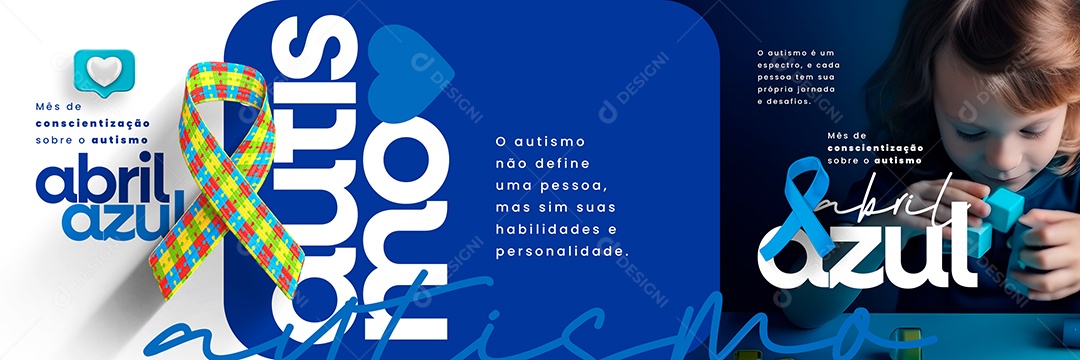 O Autismo Não Define Uma Pessoa Abril Azul Carrossel Social Media PSD Editável