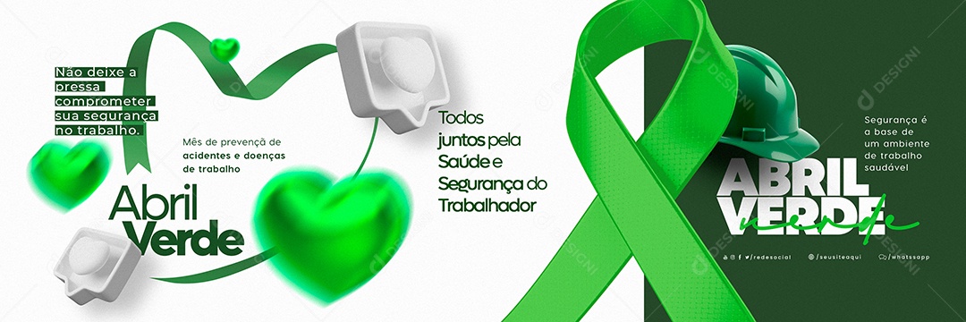 Todos Juntos Pela Saúde e Segurança Do Trabalhador Carrossel Abril Verde Social Media PSD Editável