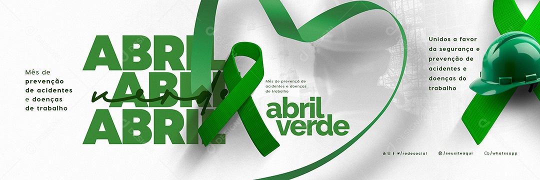 Unidos a Favor Da Segurança e Prevenção Abril Verde Carrossel Social Media PSD Editável