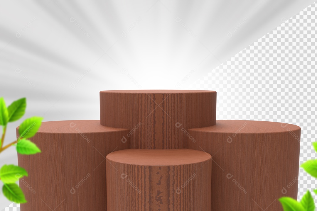 Elemento Com 4 Troncos De Madeira Vermelha Para Composição PSD