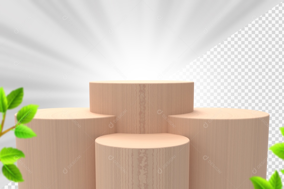 Elemento Com 4 Troncos De Madeira Branca Para Composição PSD