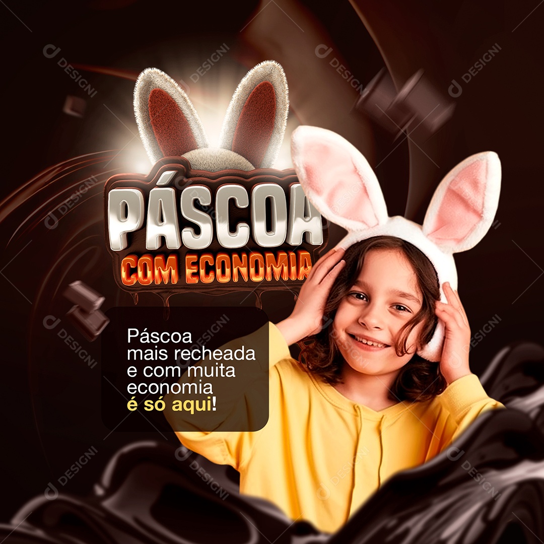 Páscoa Com Economia Venha Conferir Social Media PSD Editável