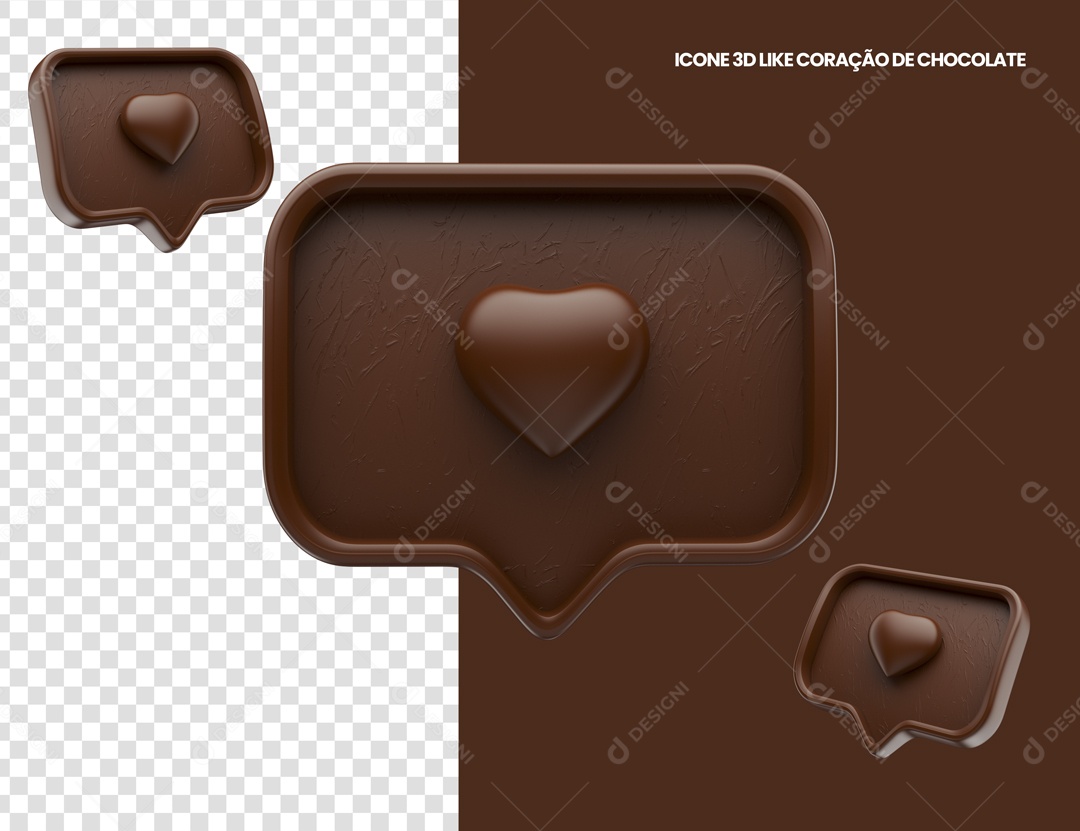 Elemento 3D Para Composição Like de Chocolate PSD