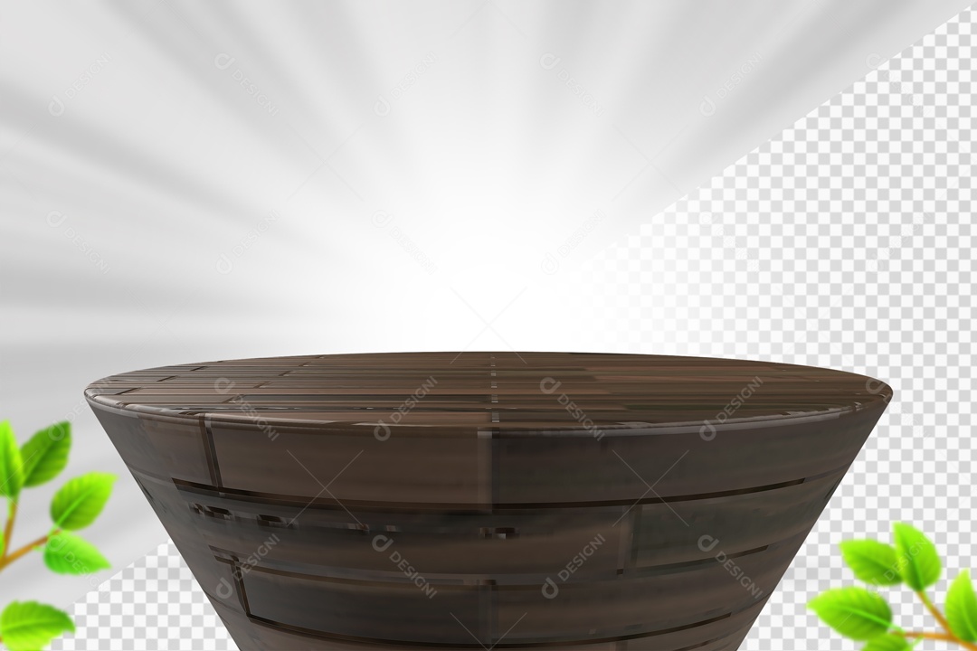 Podium De Madeira Escura Elemento 3D PSD