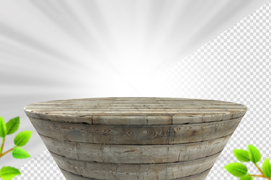 Podium De Madeira Cinza Elemento 3D PSD