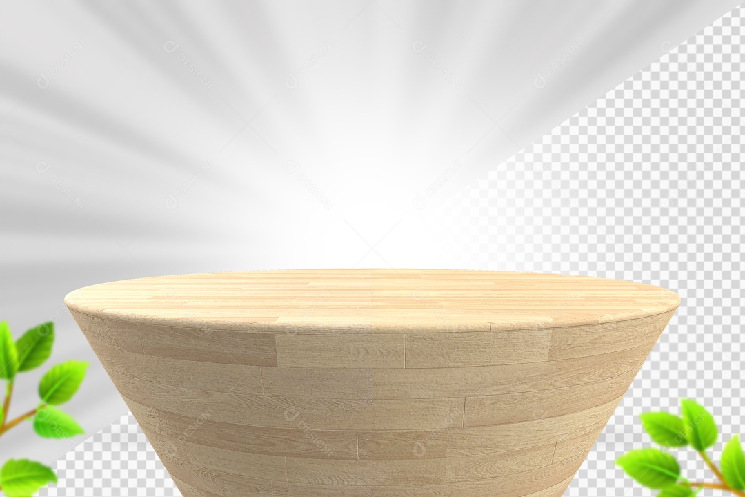 Podium De Madeira Branca Elemento 3D PSD