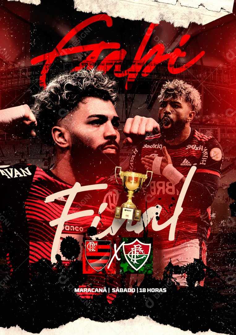 Flyer Final Flamengo x Fluminense Social Media PSD Editável