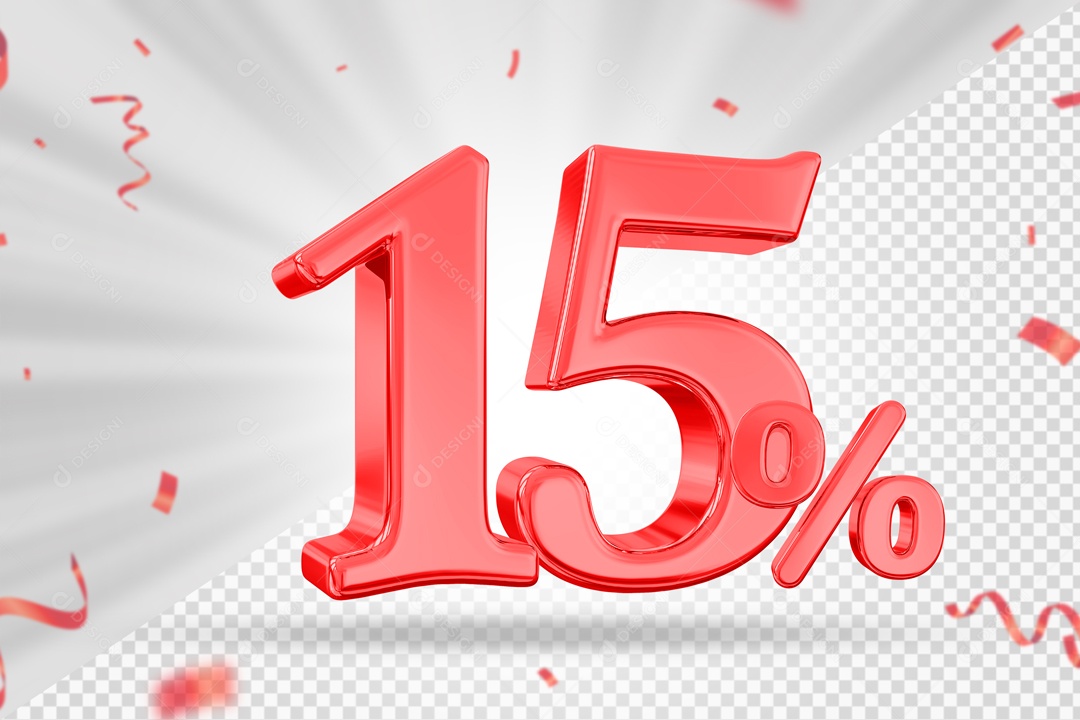 Numero Vermelho 15% De Desconto Elemento 3D PSD