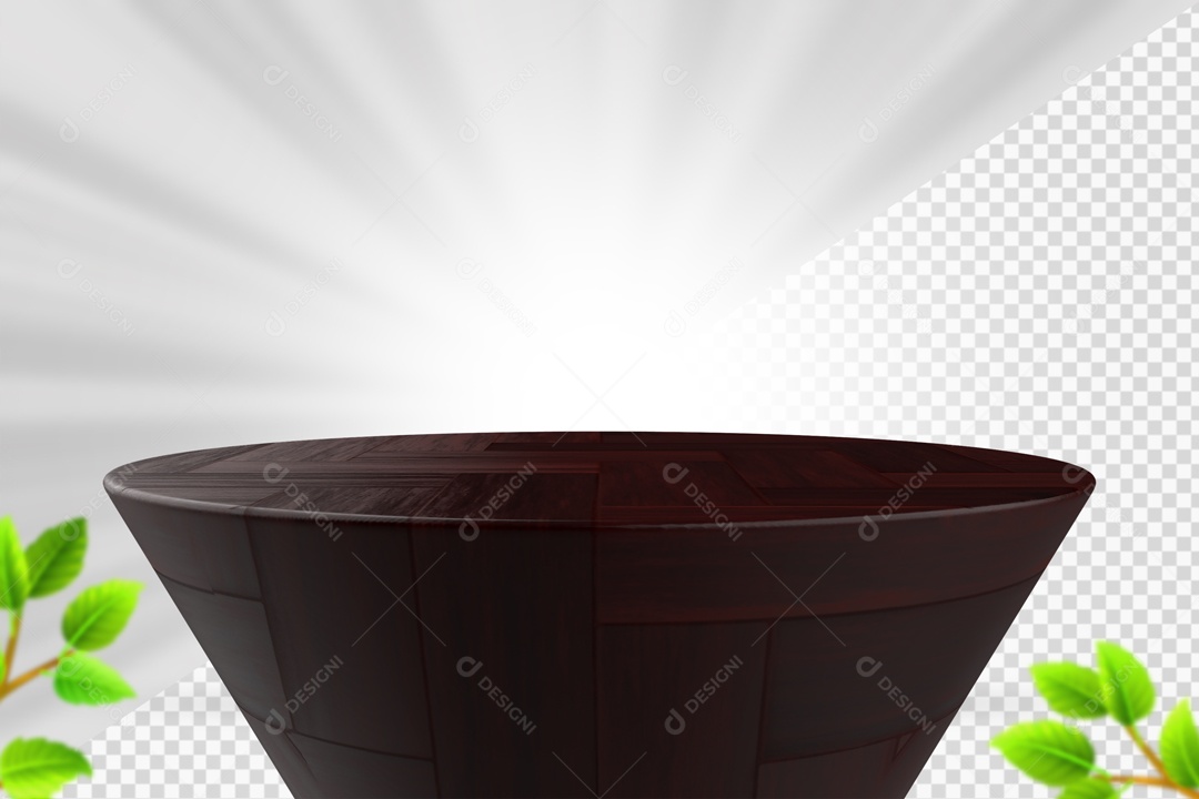 Podium De Madeira Escura Elemento 3D PSD