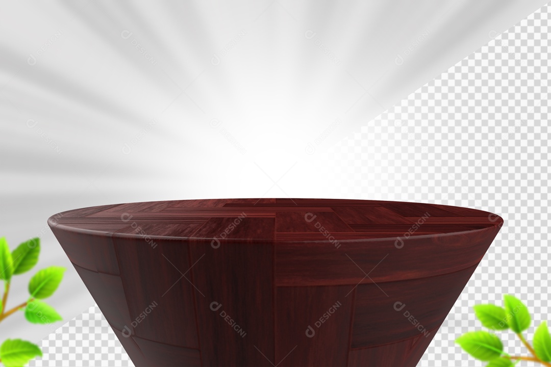 Podium De Madeira Marrom Escuro Elemento 3D PSD