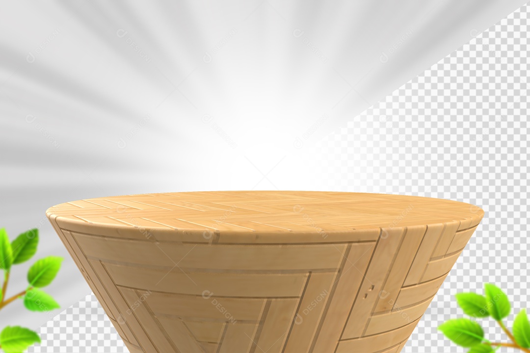 Podium De Madeira Clara Elemento 3D PSD