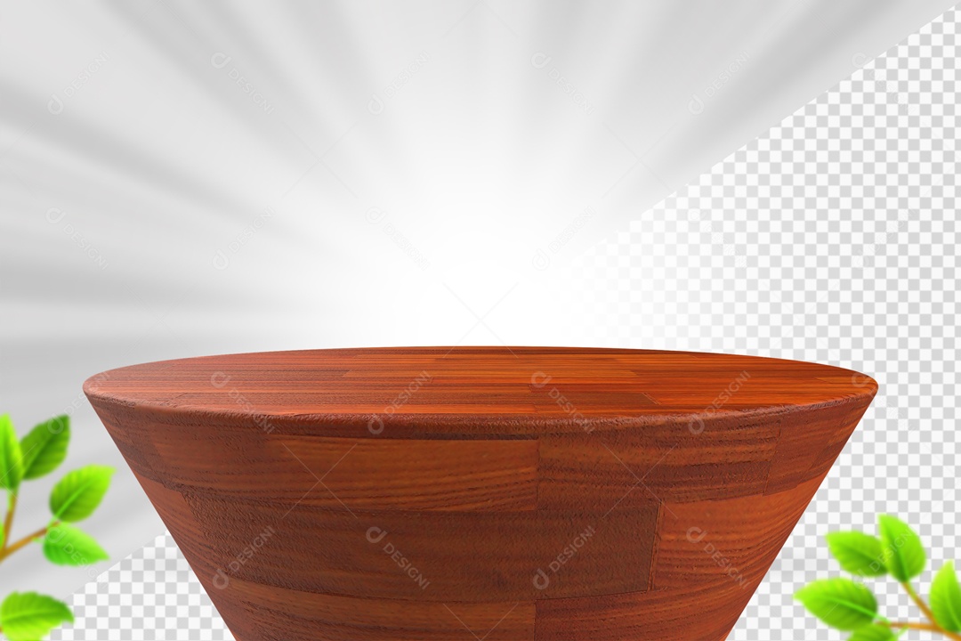 Podium De Madeira Vermelha Elemento 3D PSD