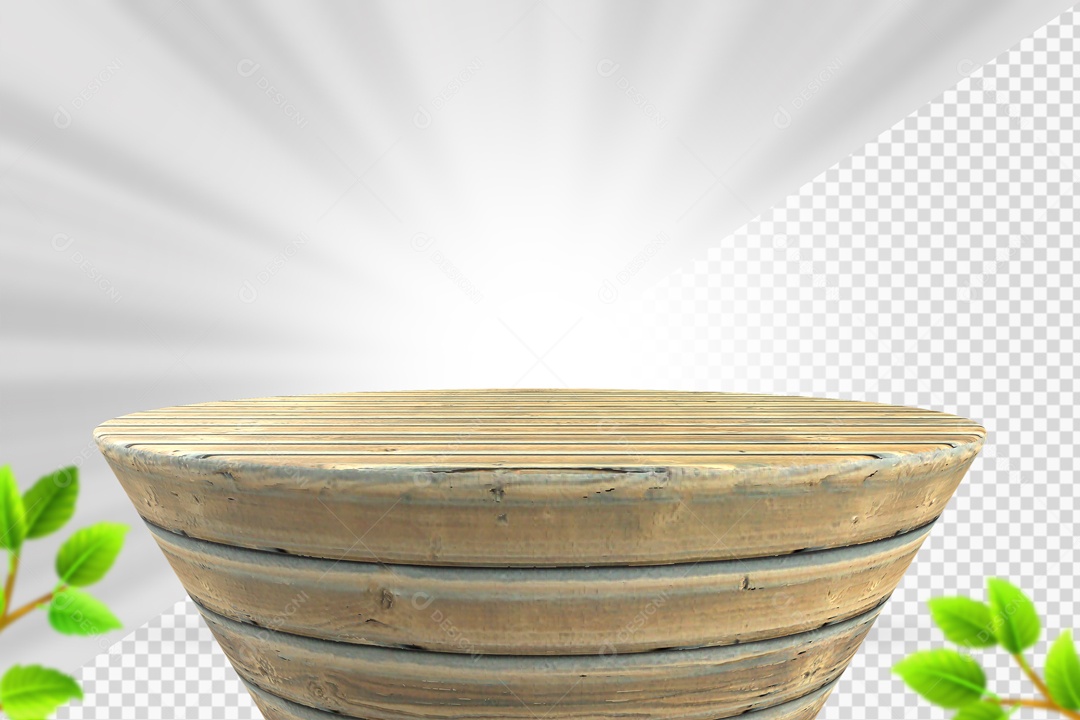 Podium De Madeira Branca Elemento 3D PSD