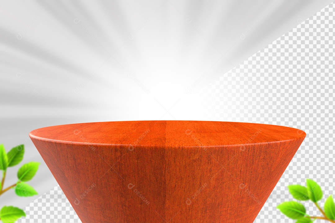 Podium De Madeira Laranja Elemento 3D PSD