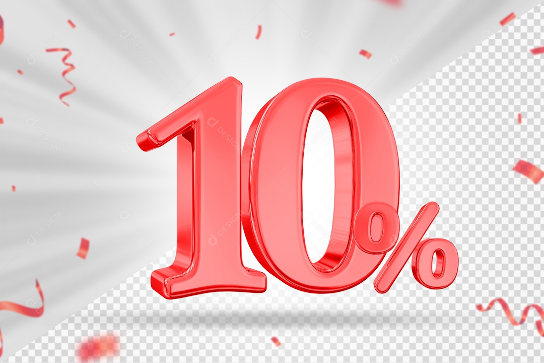 Numero Vermelho 10% De Desconto Elemento 3D PSD