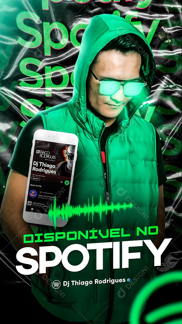 Story Flyer Available on Spotify Dj Thiago Rodrigues Social Media Editable PSD
