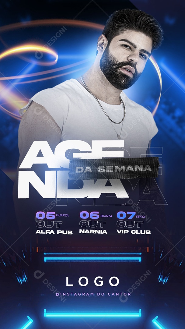 Story Flyer Artista Agenda da Semana Social Media PSD Editável