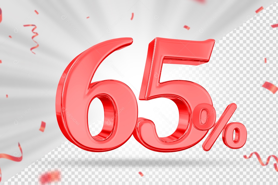 Numero Vermelho 65% De Desconto Elemento 3D PSD