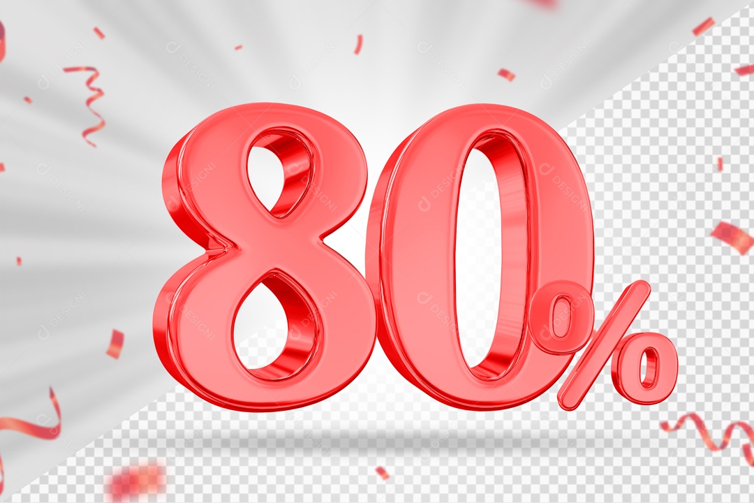 Numero Vermelho 80% De Desconto Elemento 3D PSD