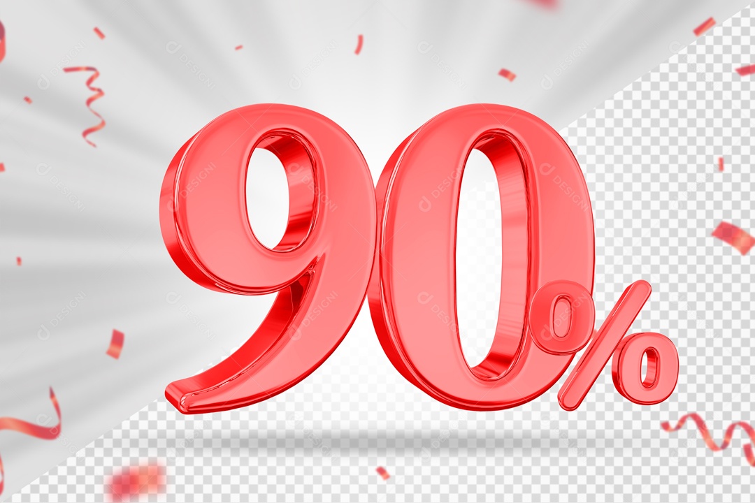Numero Vermelho 90% De Desconto Elemento 3D PSD