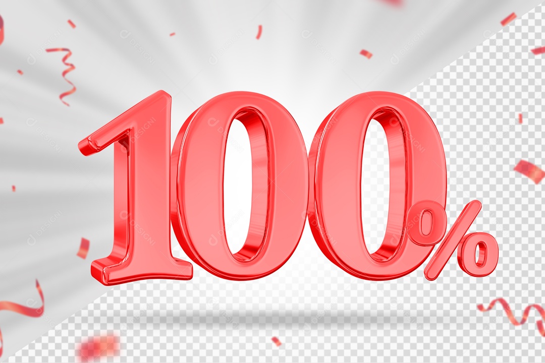 Numero Vermelho 100% De Desconto Elemento 3D PSD