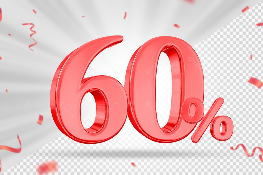 Numero Vermelho 60% De Desconto Elemento 3D PSD