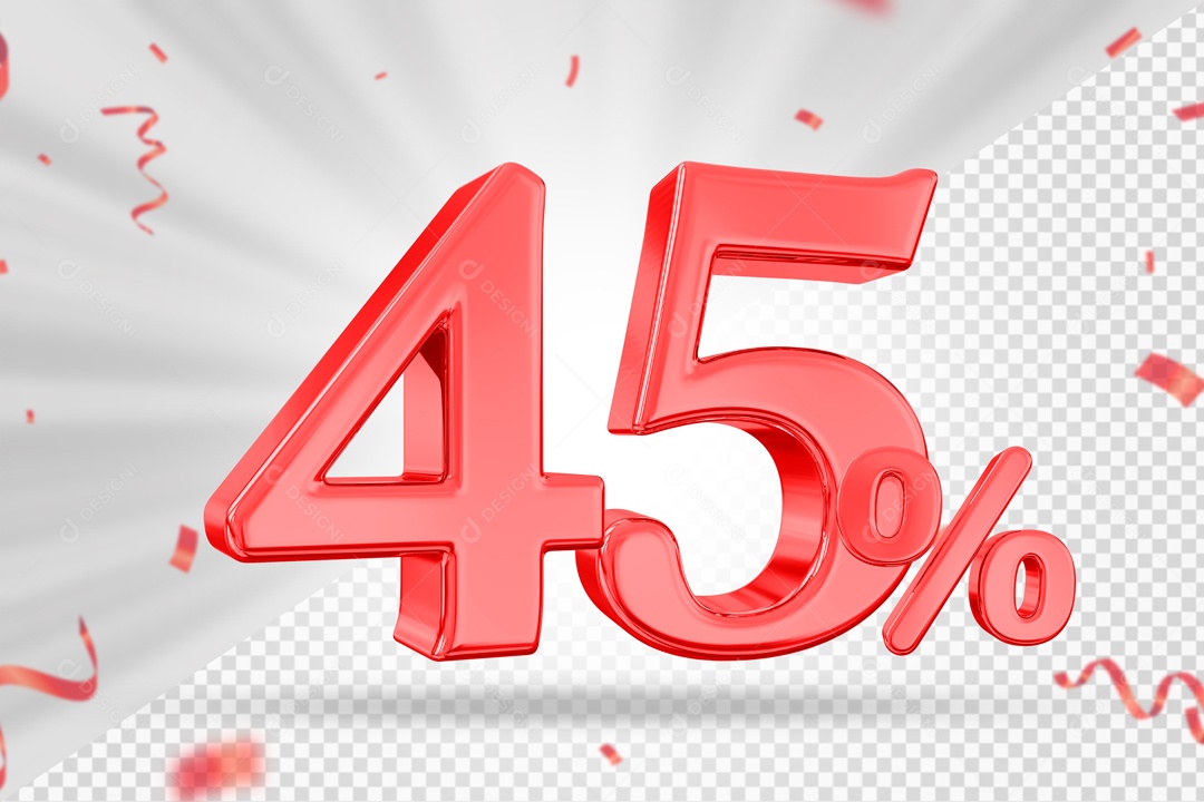 Numero Vermelho 45% De Desconto Elemento 3D PSD