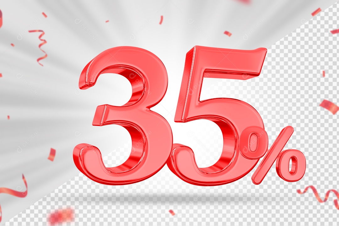 Numero Vermelho 35% De Desconto Elemento 3D PSD