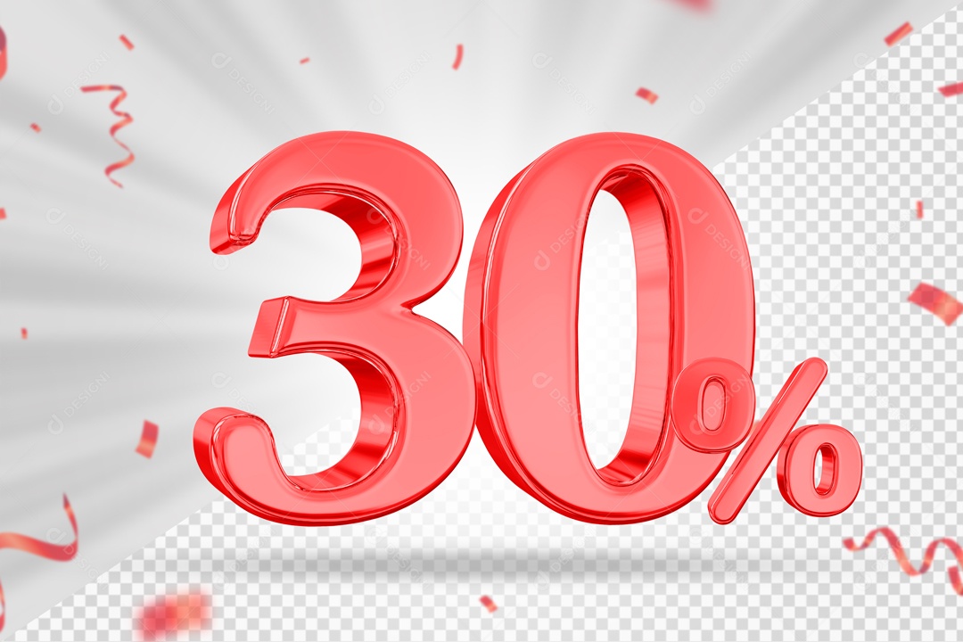 Numero Vermelho 30% De Desconto Elemento 3D PSD