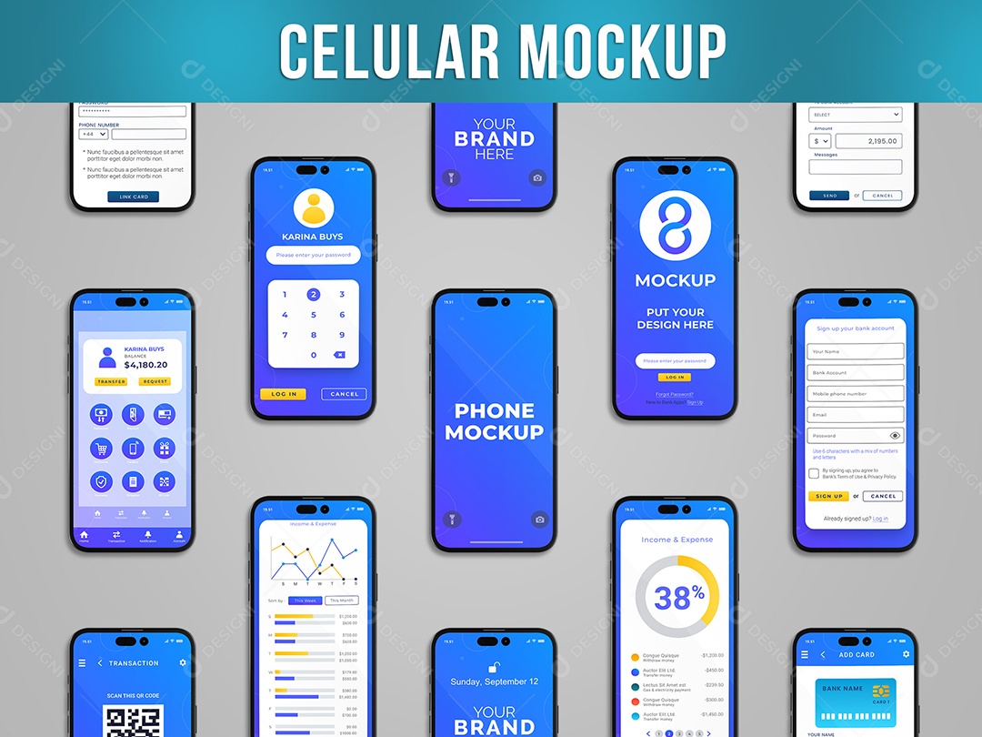 Celular Mockup Smartphone várias Telas PSD