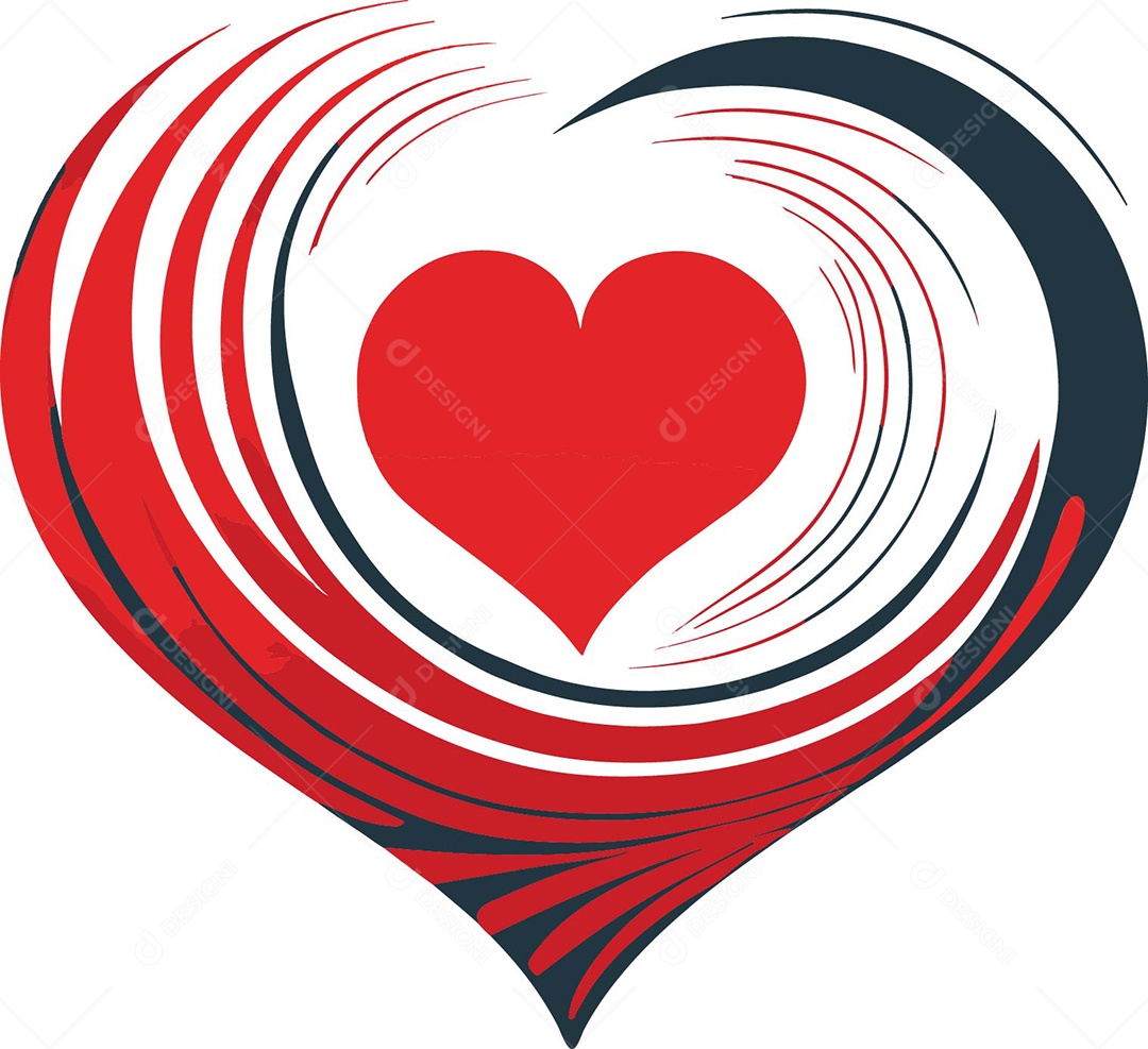 Coração Vermelho Vetor Cercado por uma Arte Abstrata Geométrica