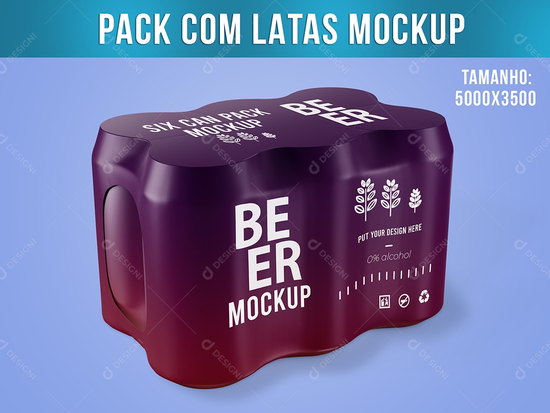 Pack Mockup com Seis Latas PSD Cerveja Refrigerante