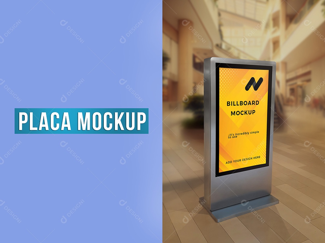 Placa Publicitária Mockup Digital Shopping PSD