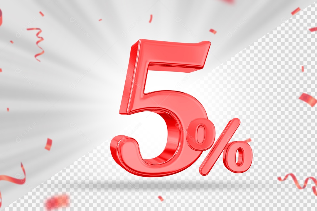 Numero Vermelho 5% De Desconto Elemento 3D PSD