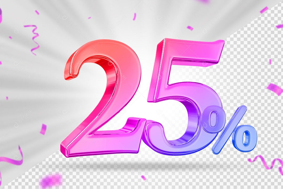 Numero Colorido 25% De Desconto Elemento 3D PSD