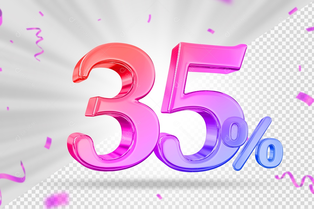 Numero Colorido 35% De Desconto Elemento 3D PSD