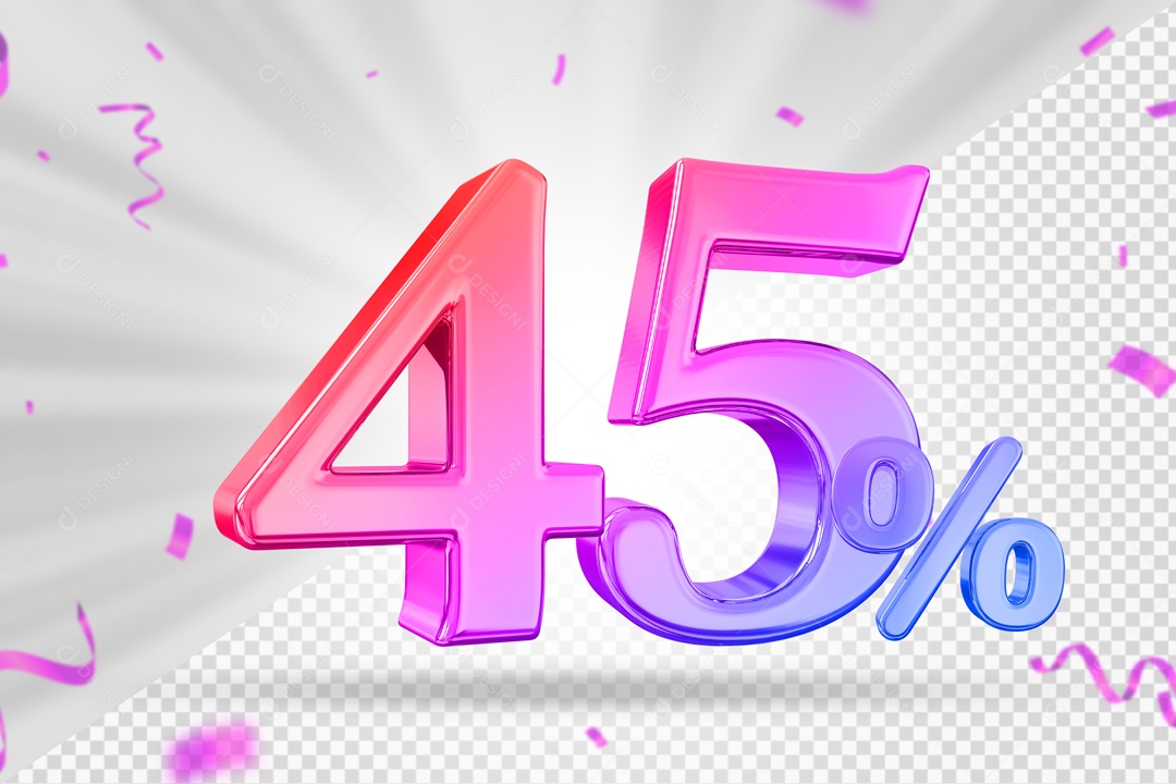 Numero Colorido 45% De Desconto Elemento 3D PSD